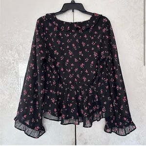 Floral Black and Pink Women's Top